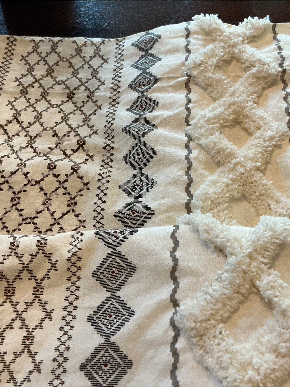 INK+IVY off white and gray patterned cotton and CHENILLE curtains